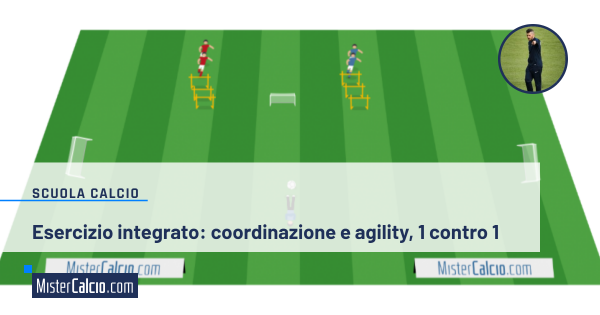 Esercizio integrato calcio: coordinazione e agility 1 contro 1