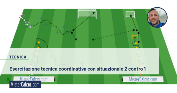 Esercitazione tecnica coordinativa con situazionale 2 contro 1