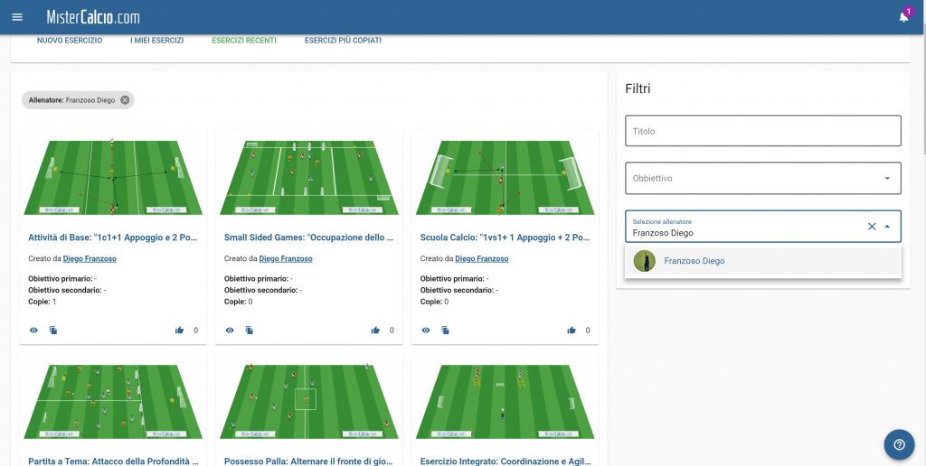 Esercizi condivisi Diego Franzoso IdeaCalcio